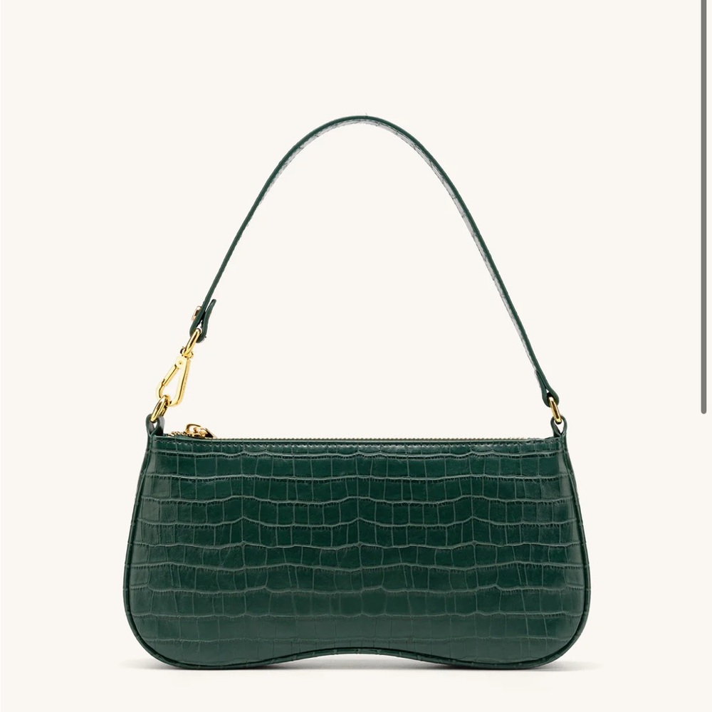 Eva Shoulder Handbag - Dark Green Croc